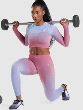 Gymshark Set Adapt Ombre Seamless Long Sleeve Crop Top & leggings size M